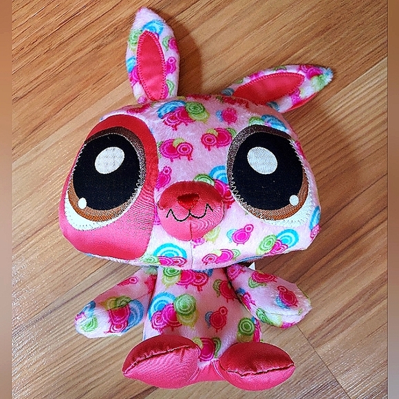 The Littlest Pet Shop Online Happiest  Bunny Pink Lollipops Plush Stuffed Rabbit - Picture 1 of 10